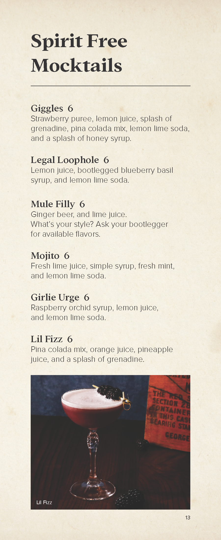 drink menu
