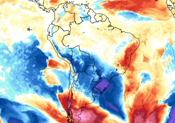 Um mapa do mundo com muitas nuvens