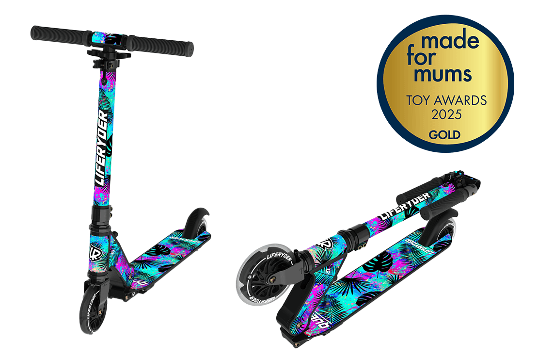 2 Wheel Kids Scooter.  Foldable with light up LED wheels. For kids aged 5 to 15 years old. LIFERYDER Quest.