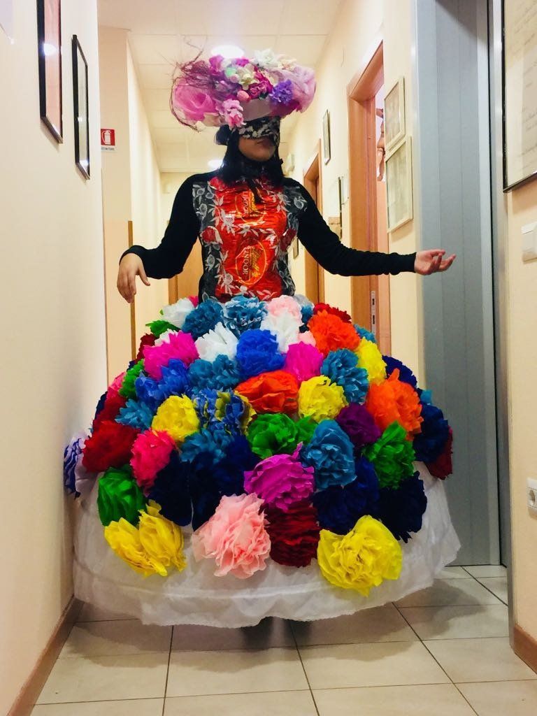 Model in coloured dress