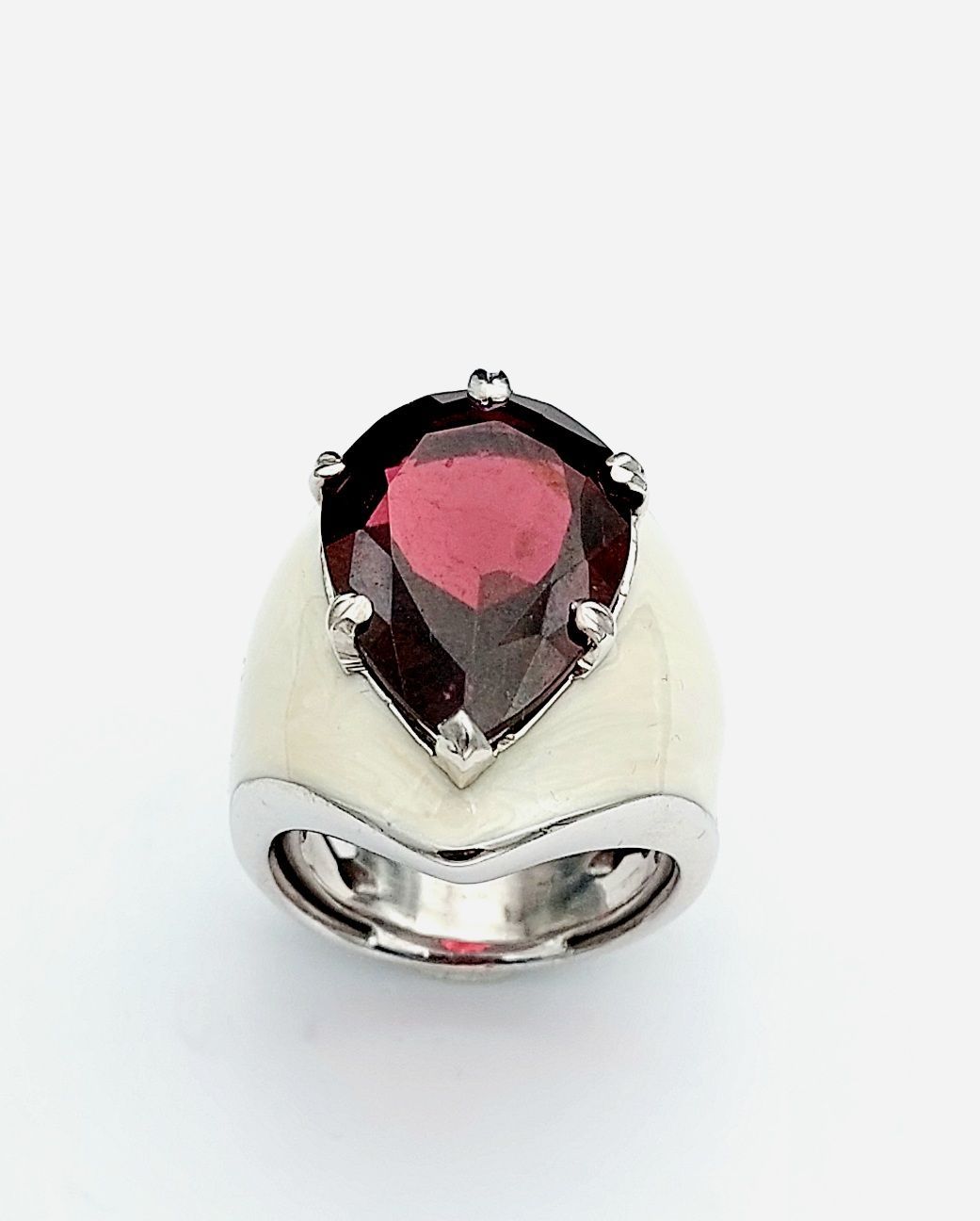 ANELLO ARG SMALTO BIANCO TORMALINA 03