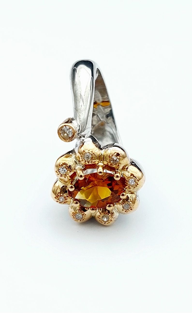 Anello oro e argento con quarzo citrino 01