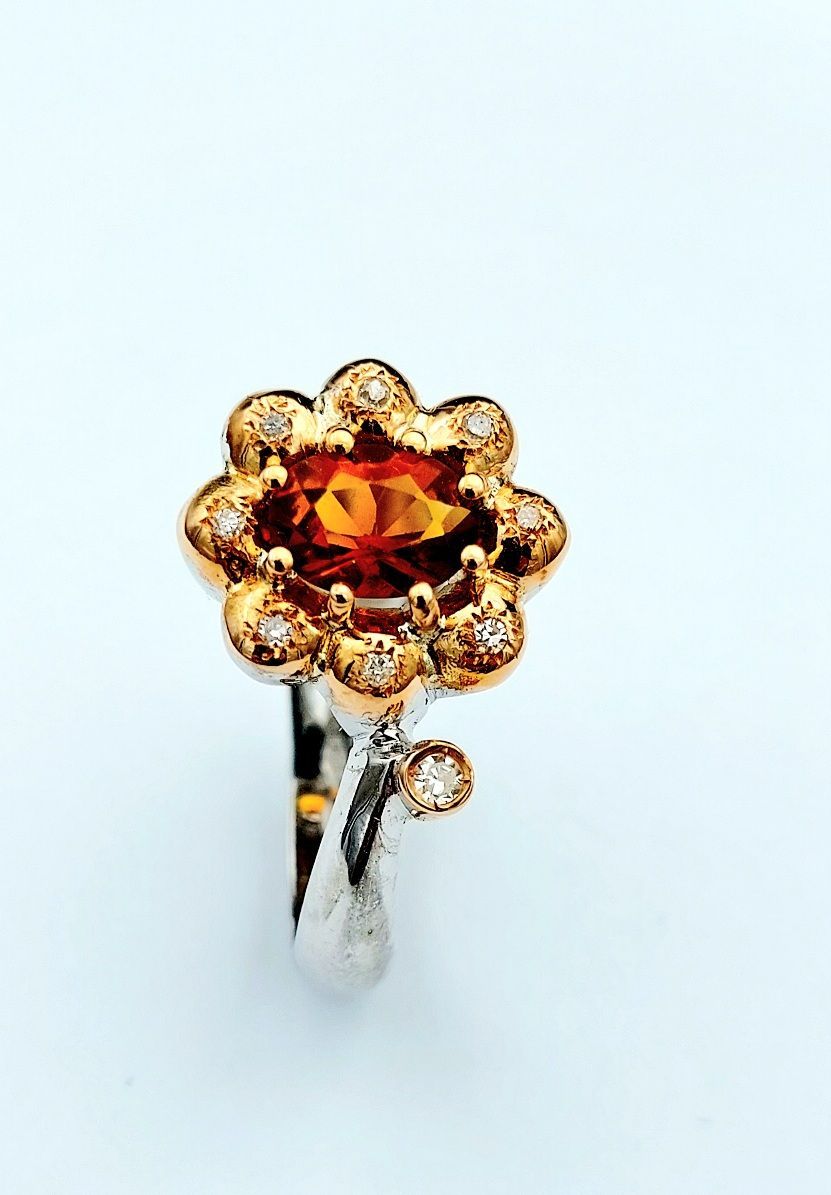 Anello oro e argento con quarzo citrino 06