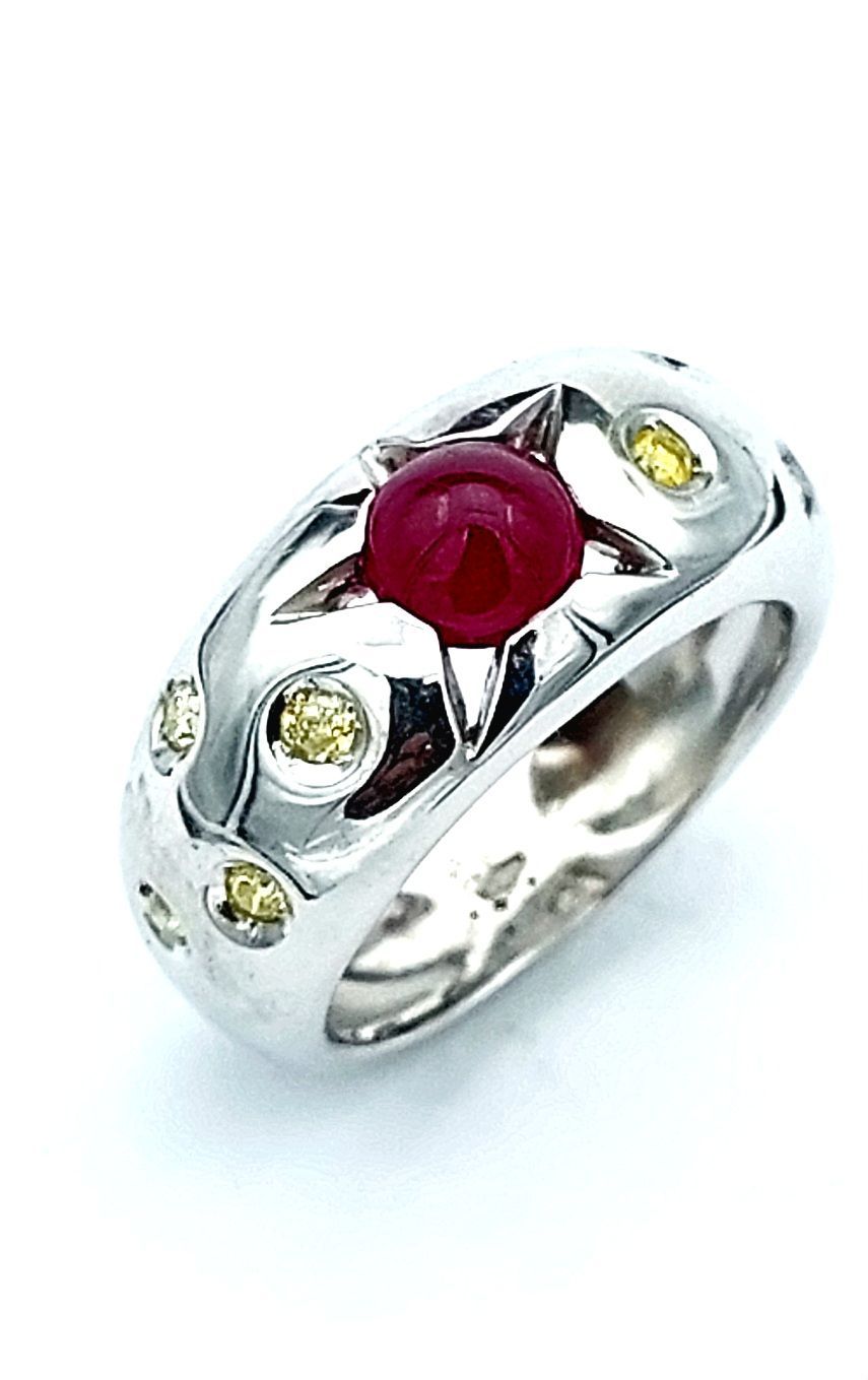 Anello oro rubino e brill fancy 02