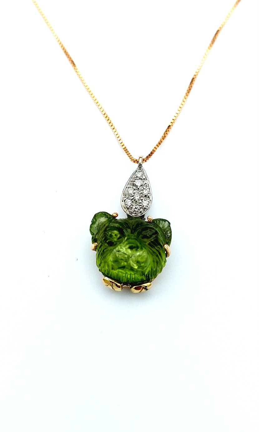 Catena oro pendente orsetto verde 02