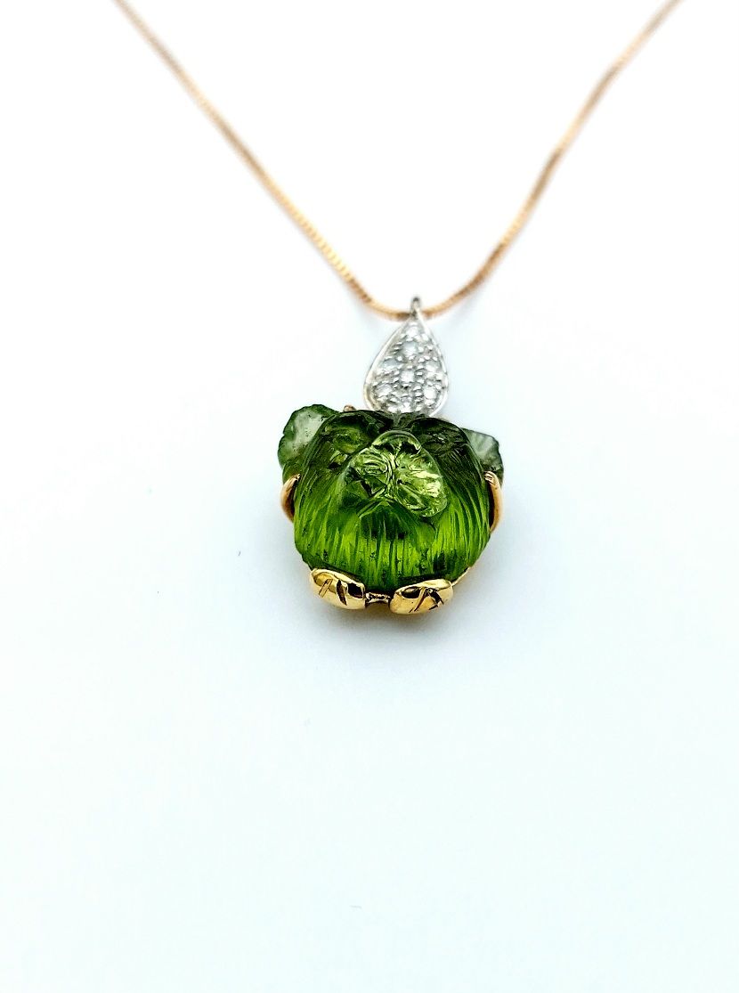 Catena oro pendente orsetto verde 03