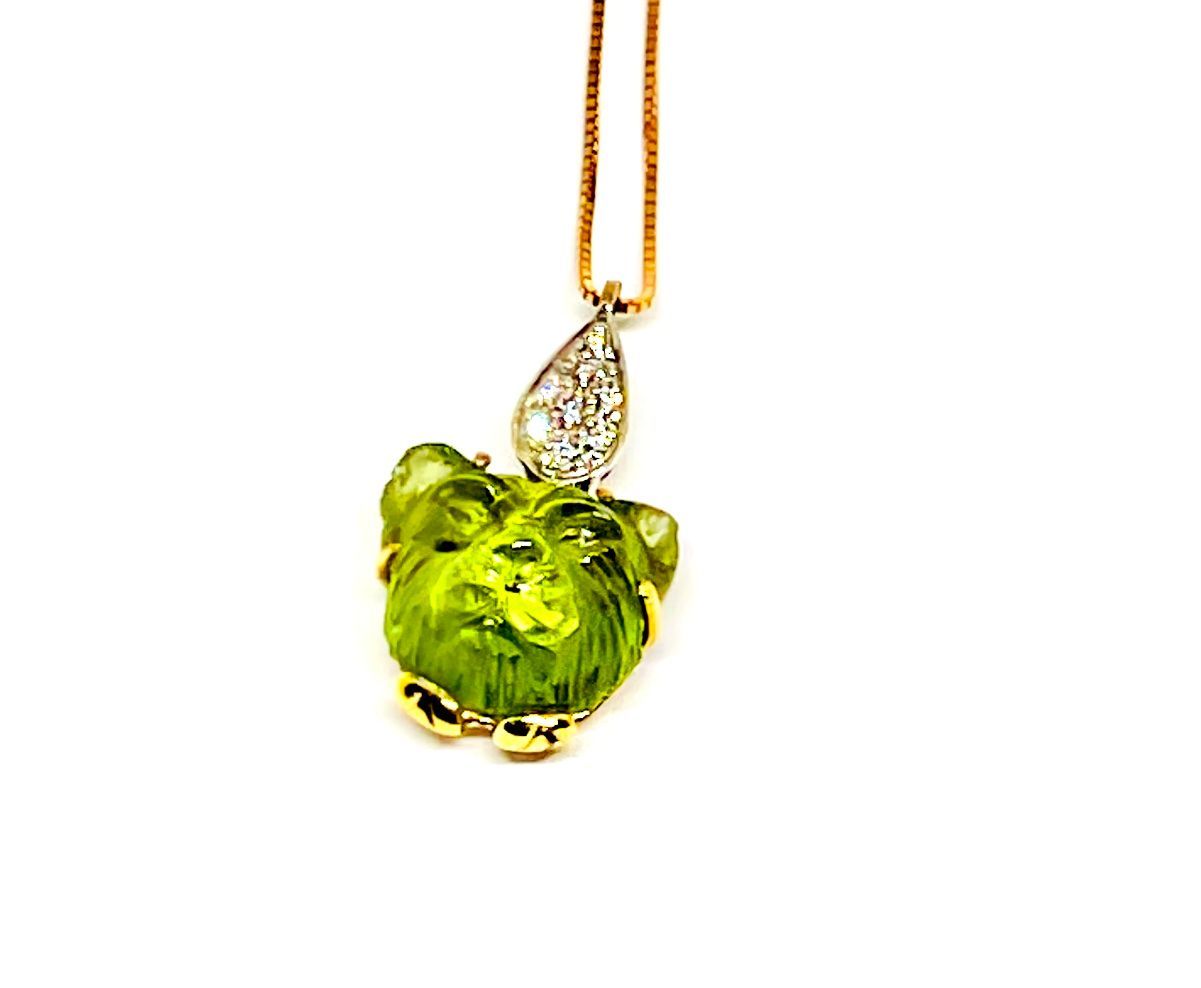 Catena oro pendente orsetto verde 04