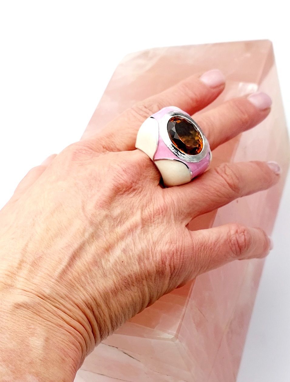 anello arg top smalto rosa bianco 05