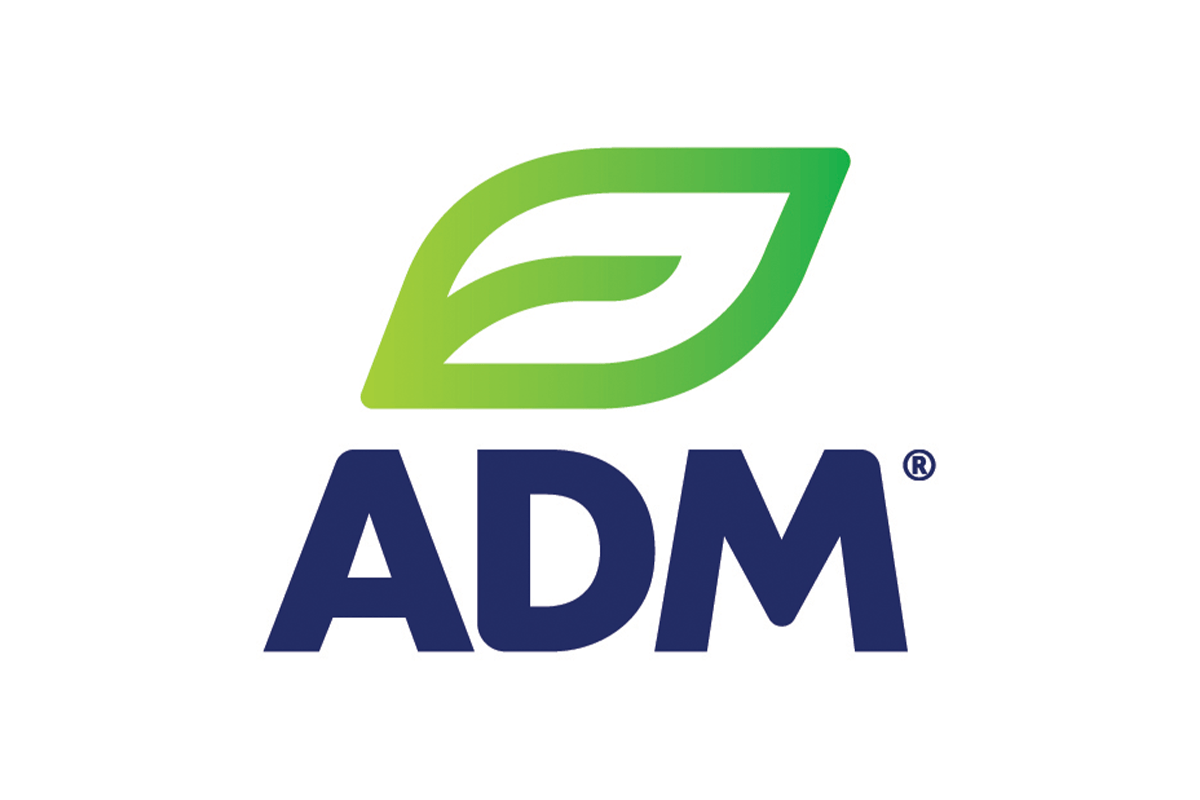 The adm logo has a green leaf on it