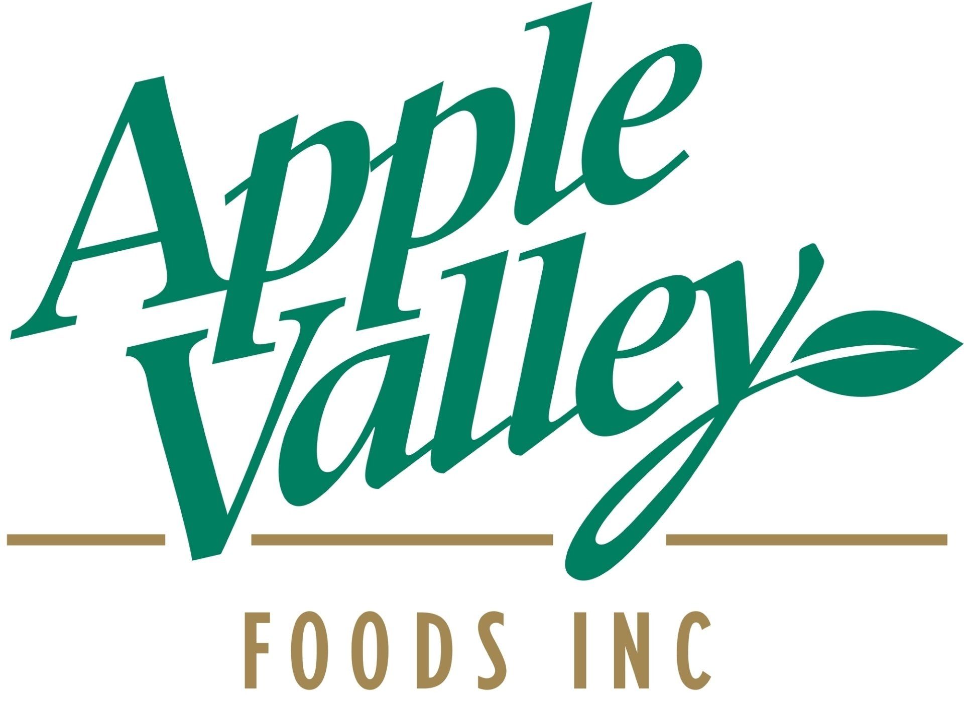 A logo for apple valley foods inc. is shown