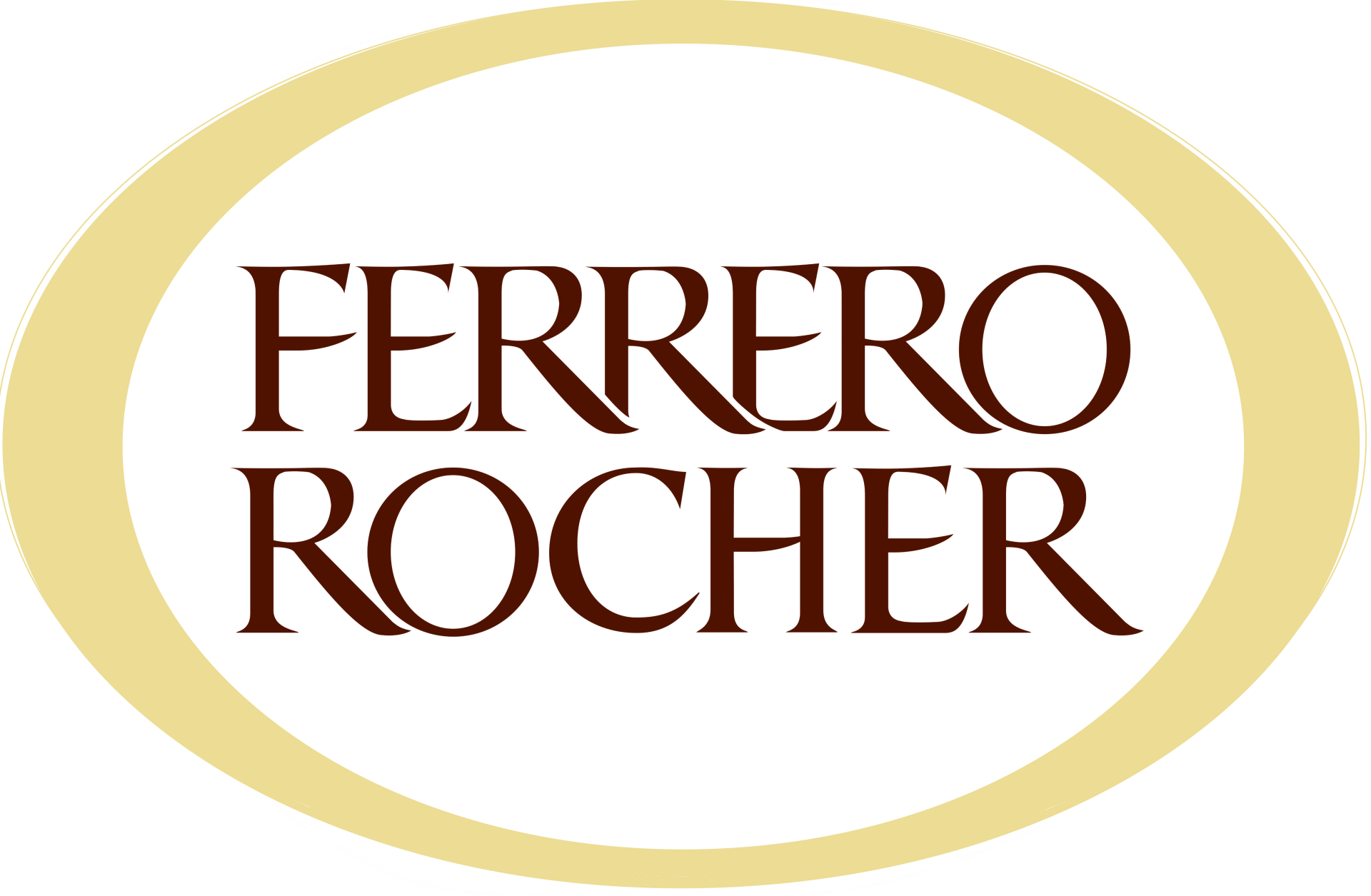 A logo for ferrero rocher is shown on a white background