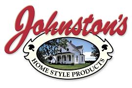A logo for johnston 's home style products with a picture of a house.