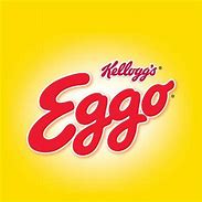 The kellogg 's eggo logo is on a yellow background.