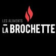 A logo for la brochette with a red flame on a black background.