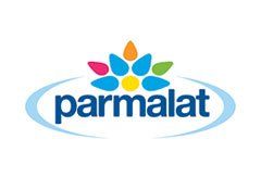 The parmalat logo has a colorful flower on it.