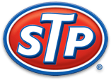 A red and blue stp logo on a white background