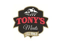 A logo for tony 's meats since 1963.