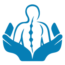 Person with spine and hands surrounding in blue