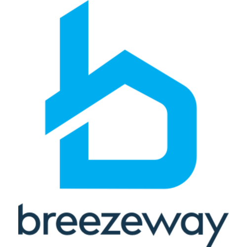Blue logo with a house-shaped 