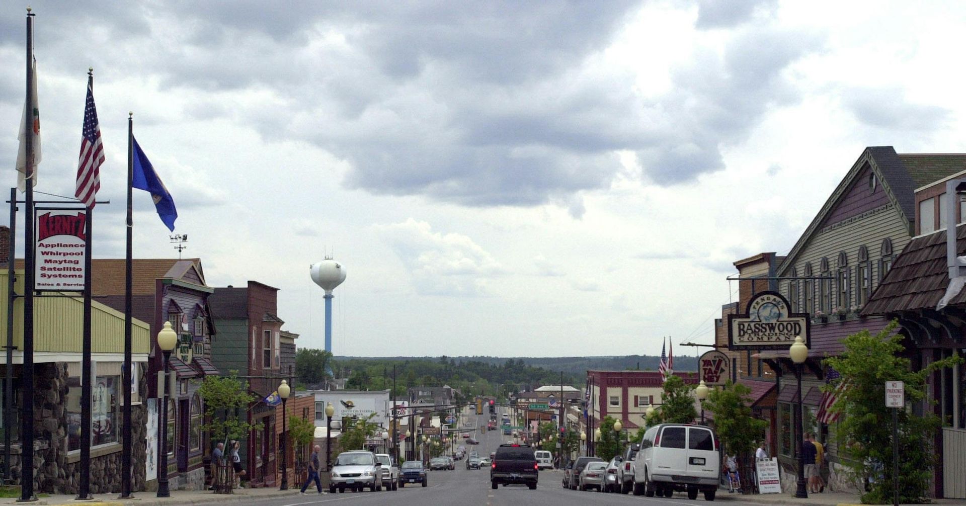 A small town with a sign that says ' a ' on it