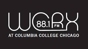 The logo for wcbx at columbia college chicago is on a black background.