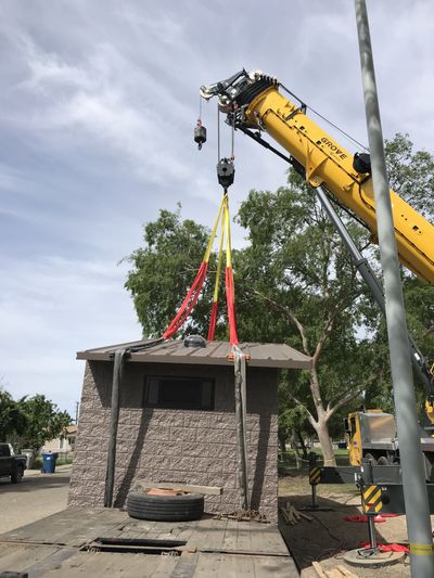 Crane rental service — Crane Lifting The Big Signage in Fresno, CA
