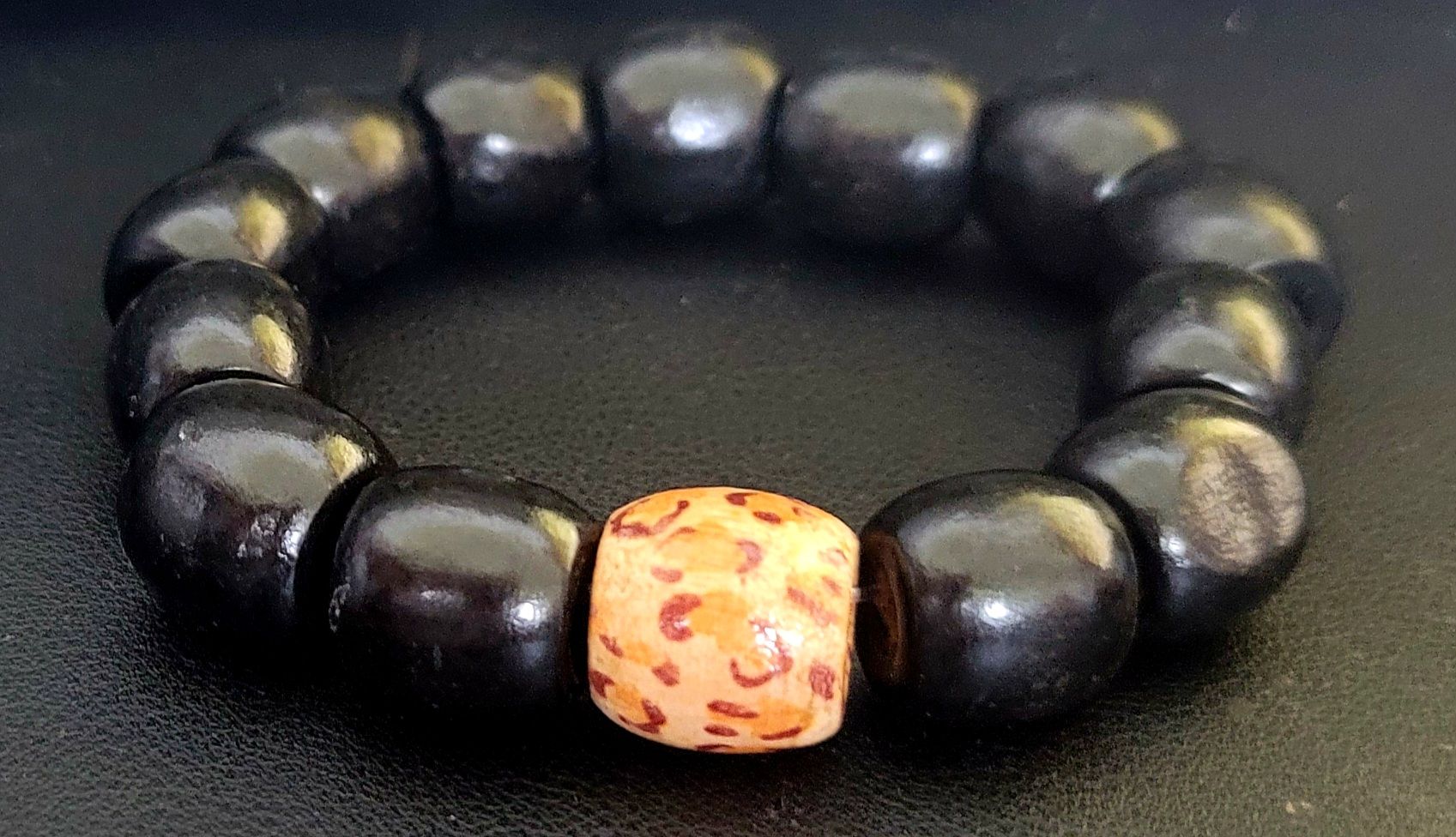 NEW! Tas Tas 12mm Black Wood Men's adjustable Bracelet – Natural, Stylish & Durable