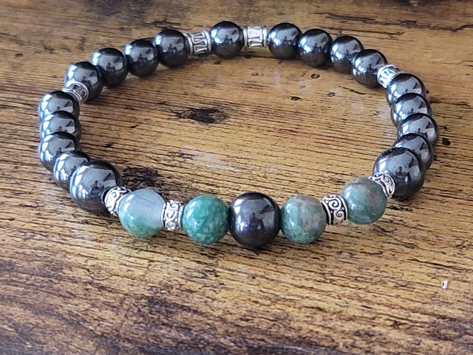 Men’s jade bracelet, hematite bracelet for men, healing stone jewelry, beaded bracelet for men, energy balance bracelet.