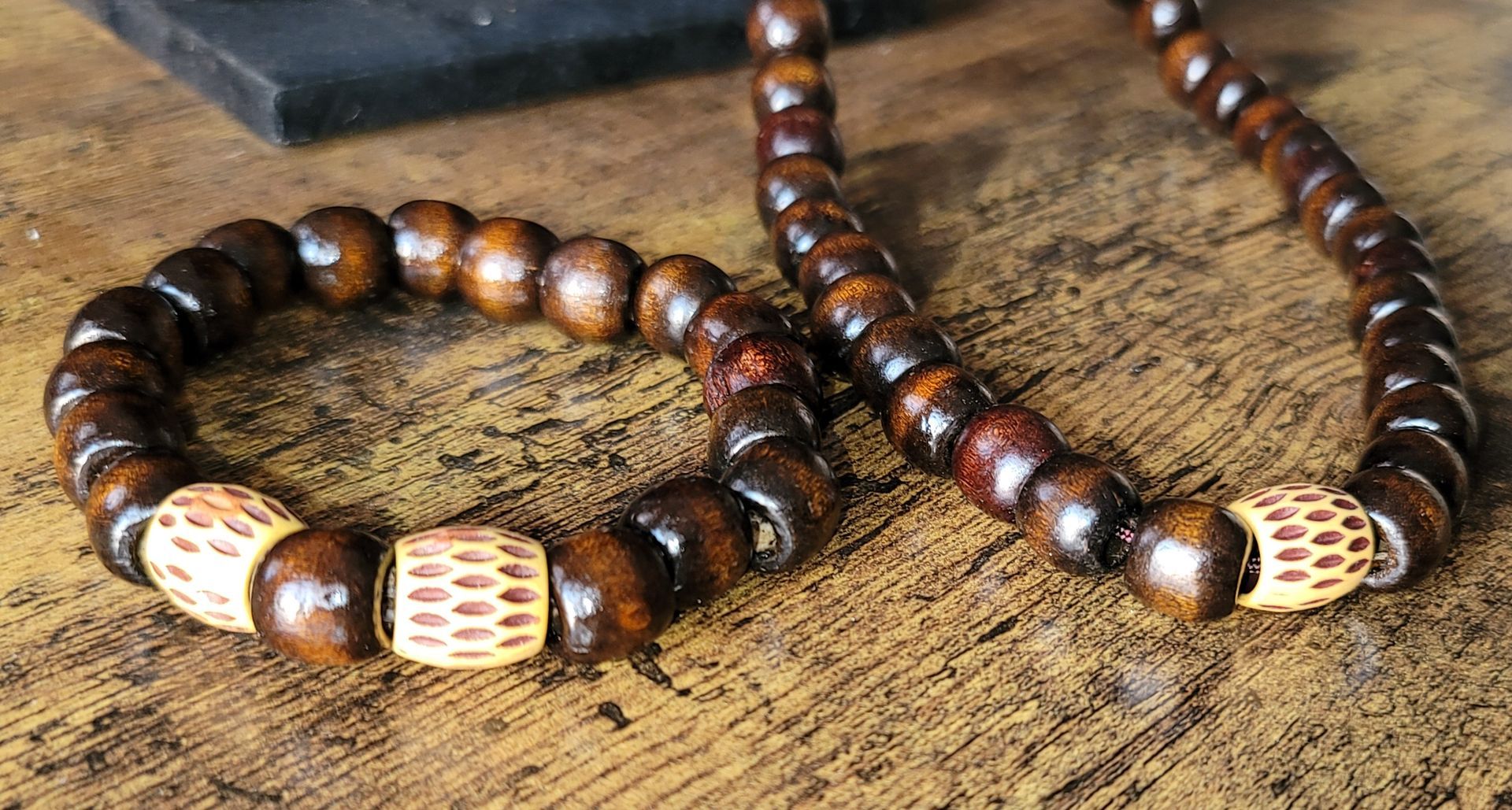 NEW! Tas Tas 10mm Brown Wood adjustable Men's Bracelet – Natural, Stylish & Durable