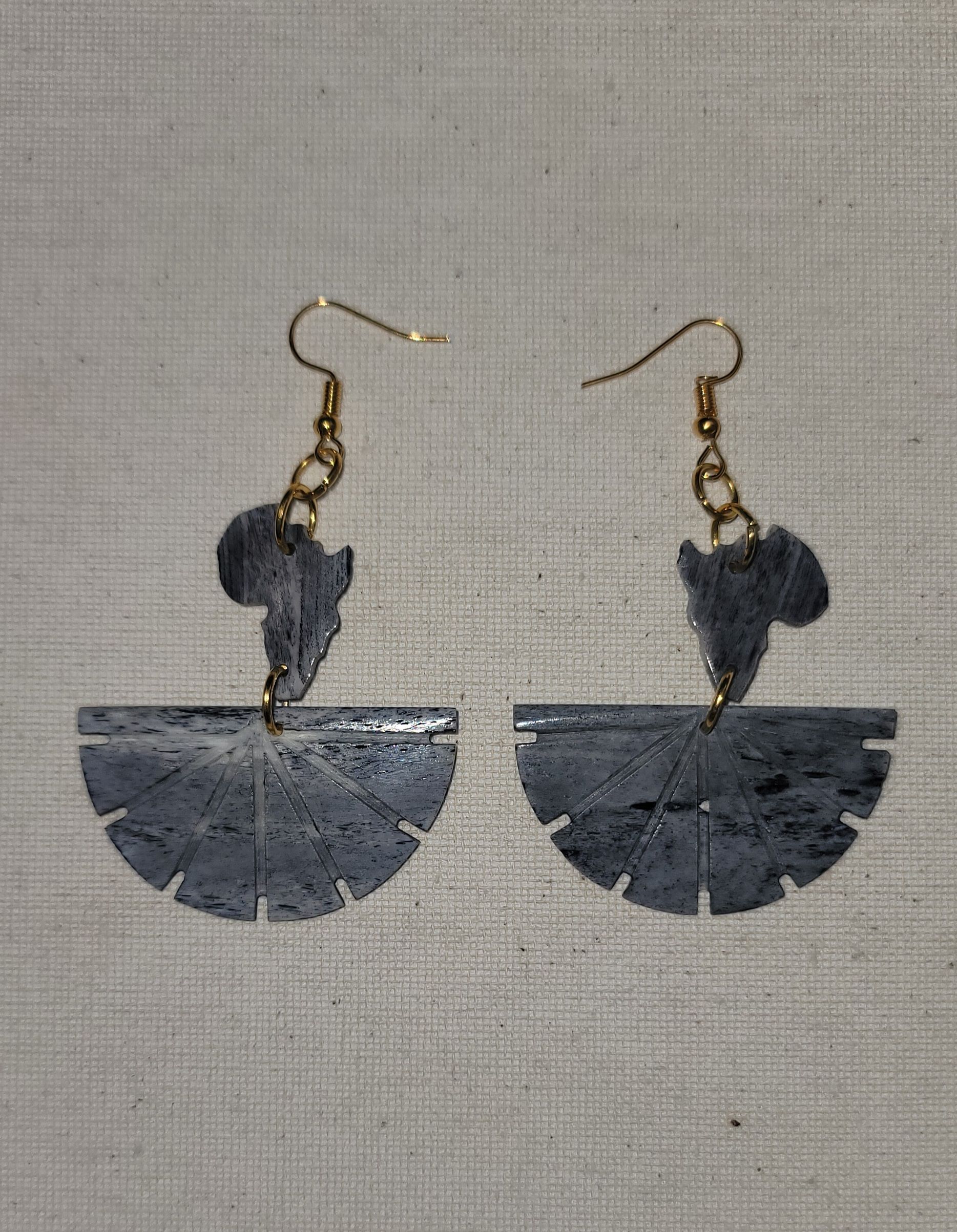 Ankole Grey Continent Fan Earrings