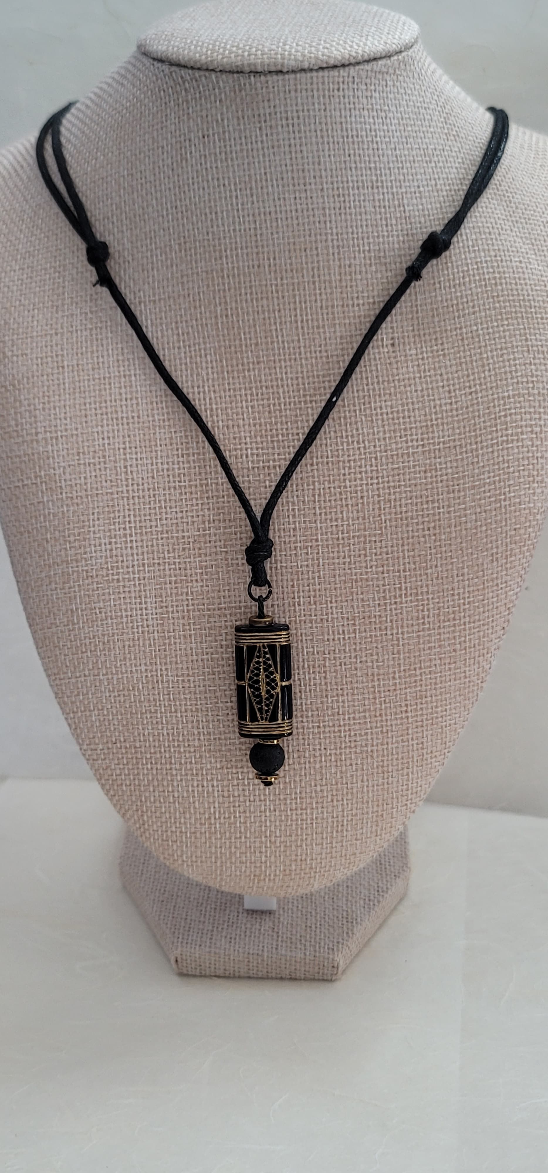 Lava Rock & Wood Necklace | Natural Stone & Wooden Jewelry