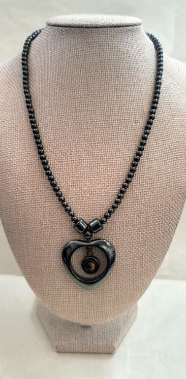 Hematite Stone  10 inch Necklace with 3 Tiger Eye Accent Stones