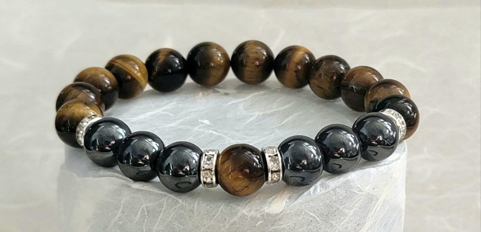 Hematite  & Tiger Eye stone Bracelet for her by Tas tas