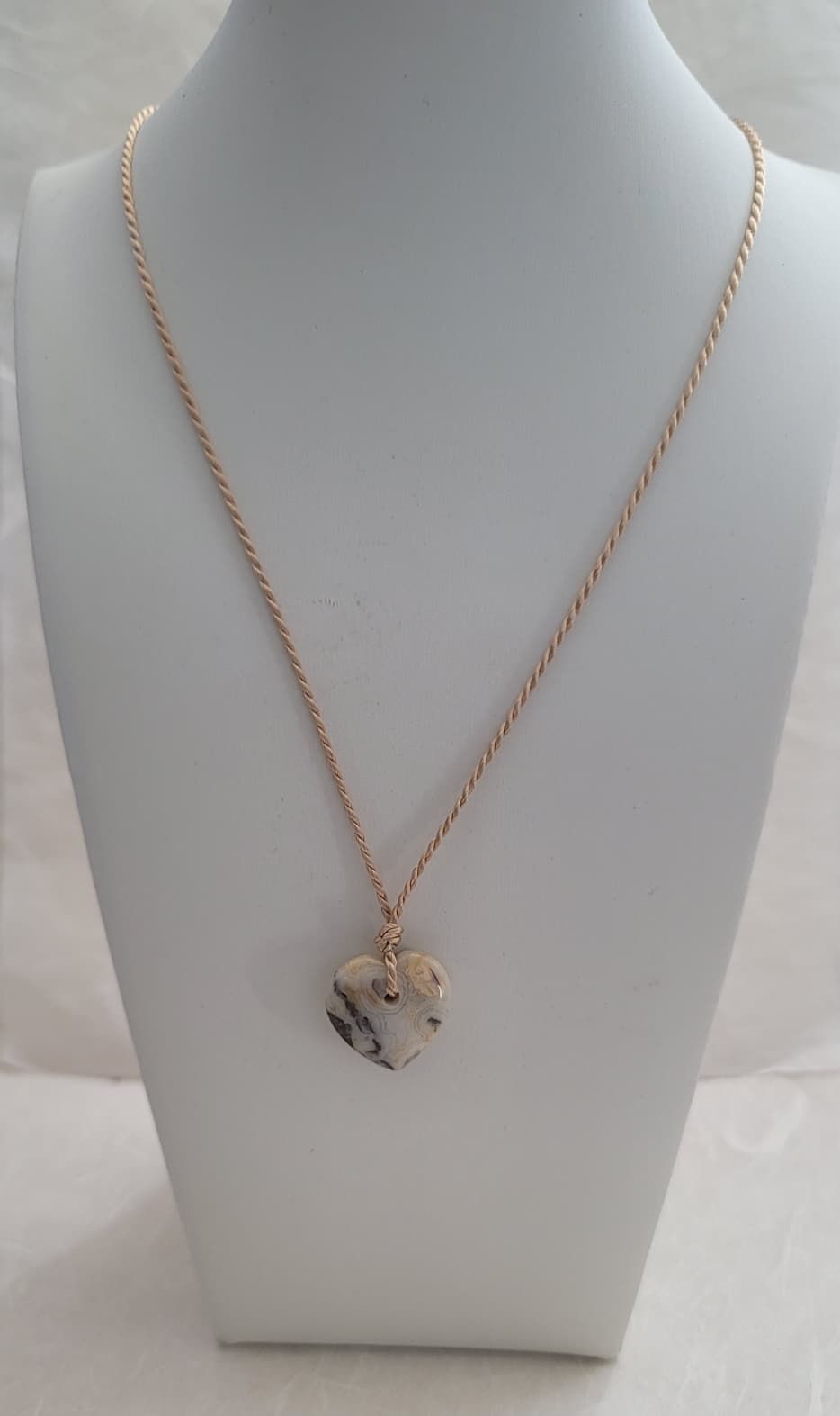 Agate Stone Pendant with Silk Rope Necklace