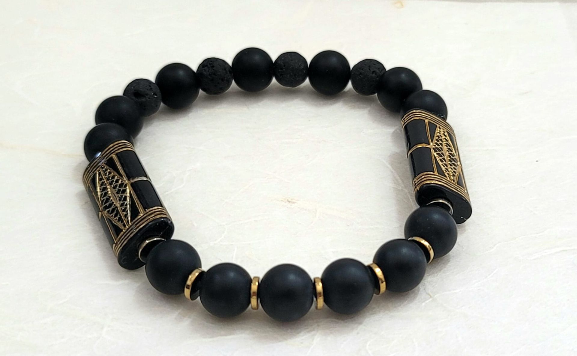 Black Onyx Bracelet for him | Natural Gemstone Jewelry for Protection