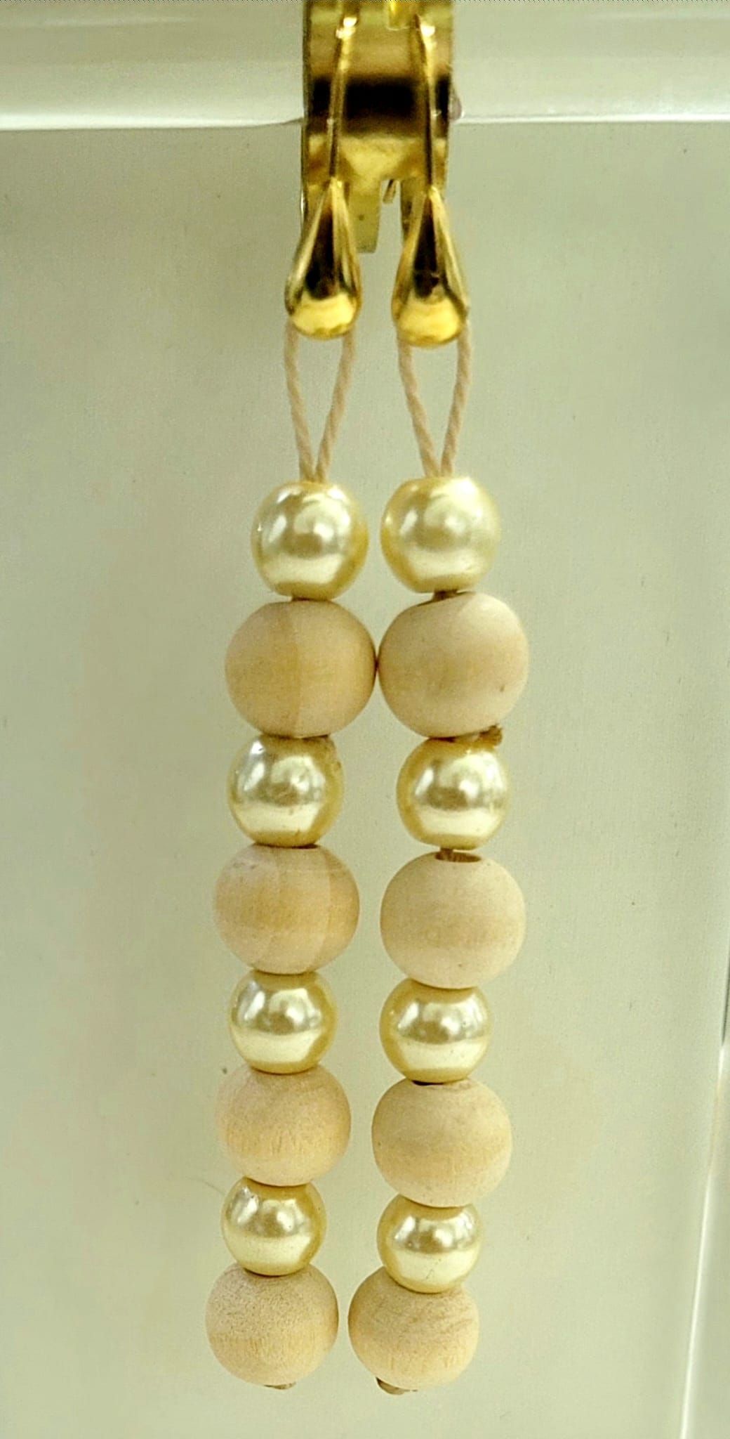 Wood and Pearl earrings