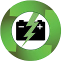 A black battery with a lightning bolt in a green circle.