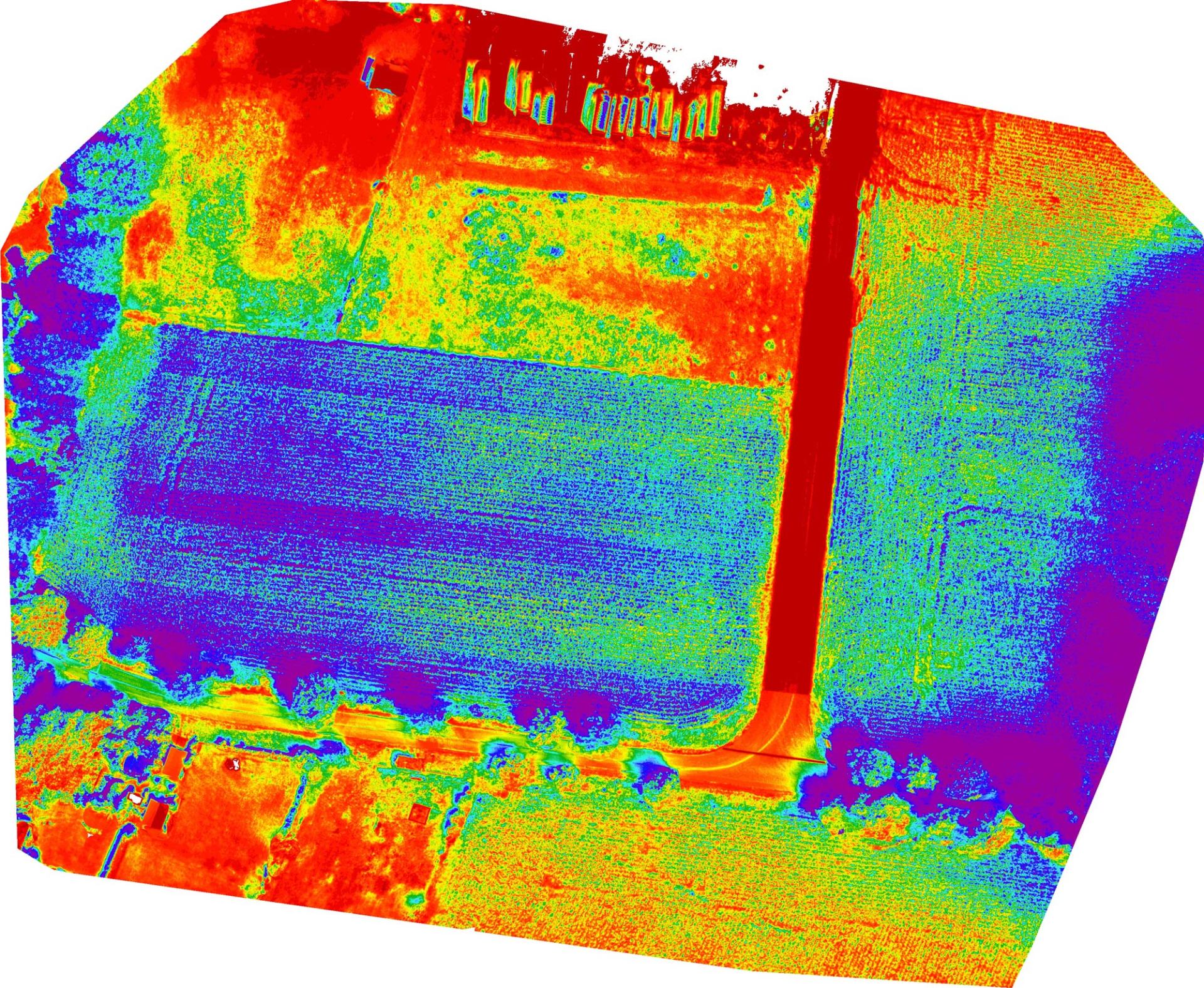 Ein computergeneriertes Bild eines Gebäudes in allen Farben des Regenbogens
