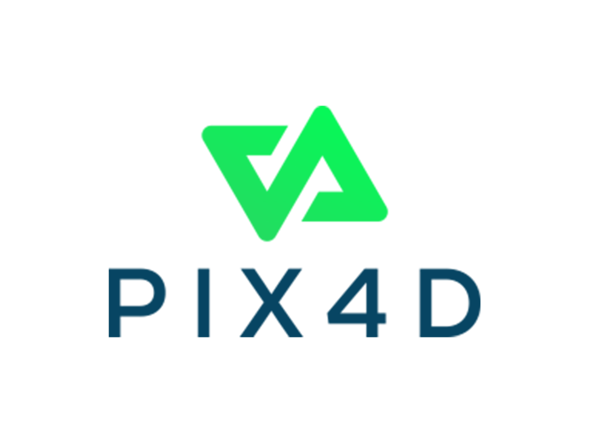 Ein Logo für Pix4d mit einem grünen Dreieck auf weißem Hintergrund.