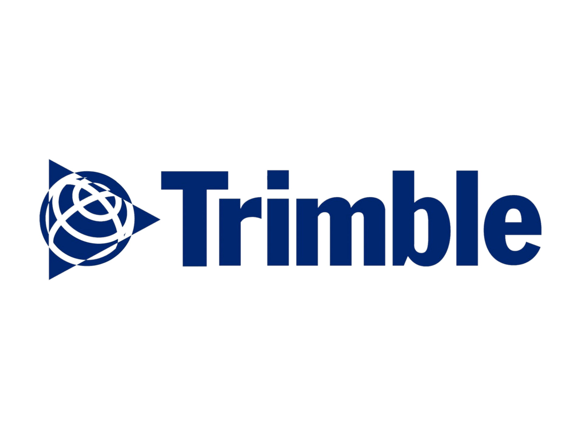 Das Trimble-Logo ist blau und weiß auf weißem Hintergrund.