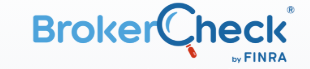 BrokerCheck logo with a magnifying glass integrated into the