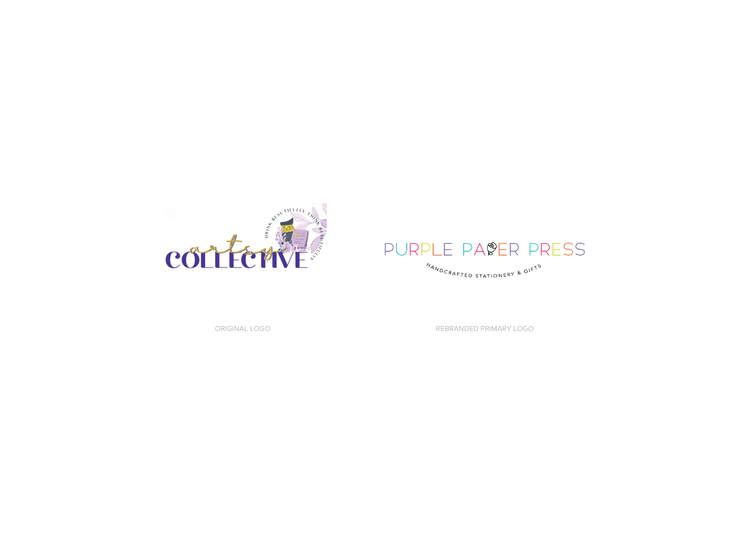 A couple of logos on a white background , one of which is purple paper press.