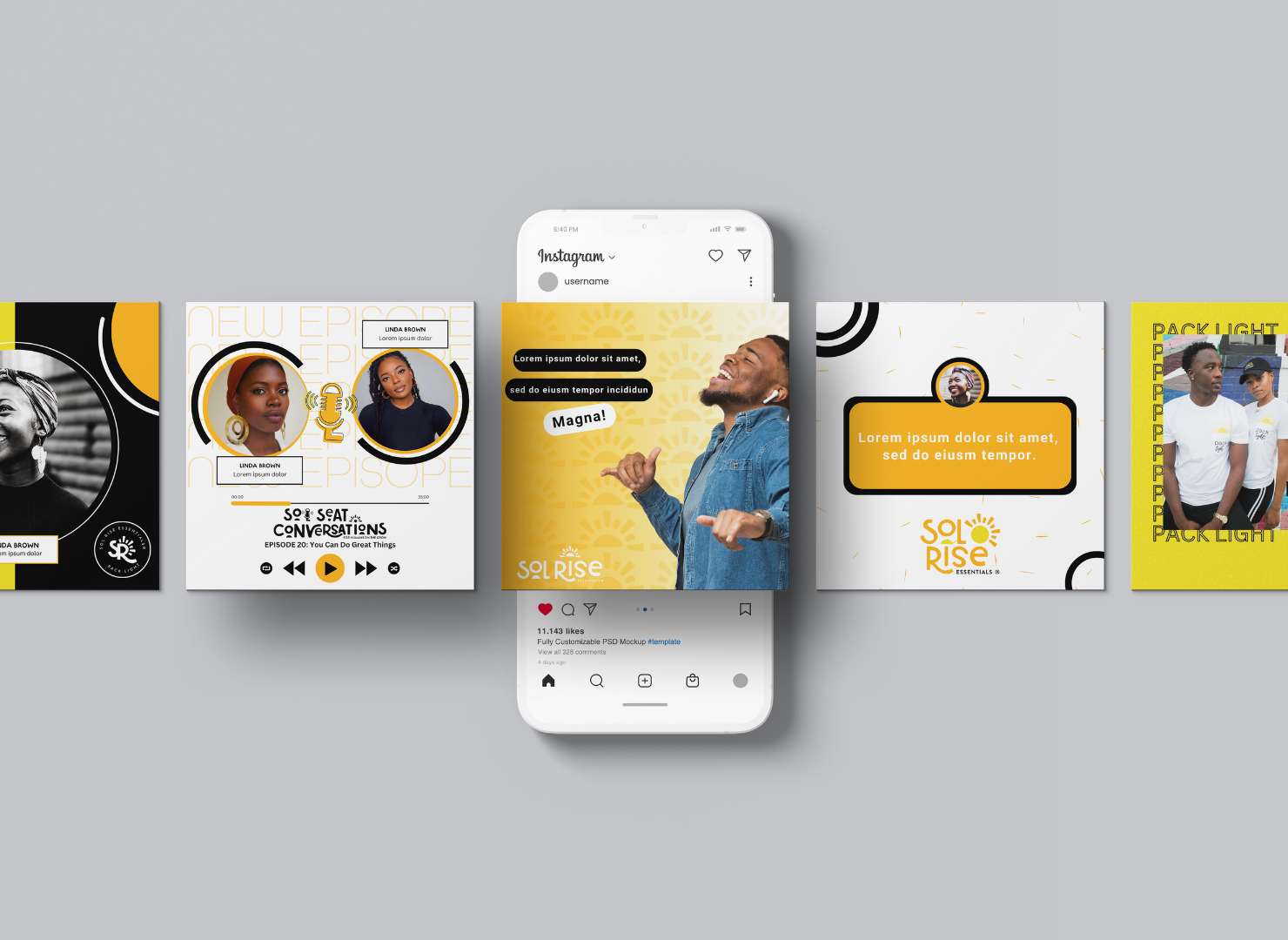 A cell phone is sitting on top of a table next to a bunch of social media posts.