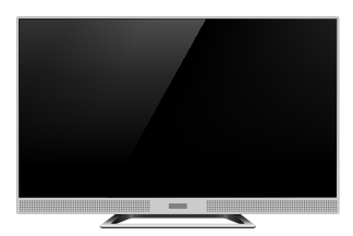 A flat screen tv with a black screen on a white background.