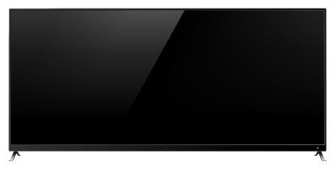 A black flat screen tv against a white background