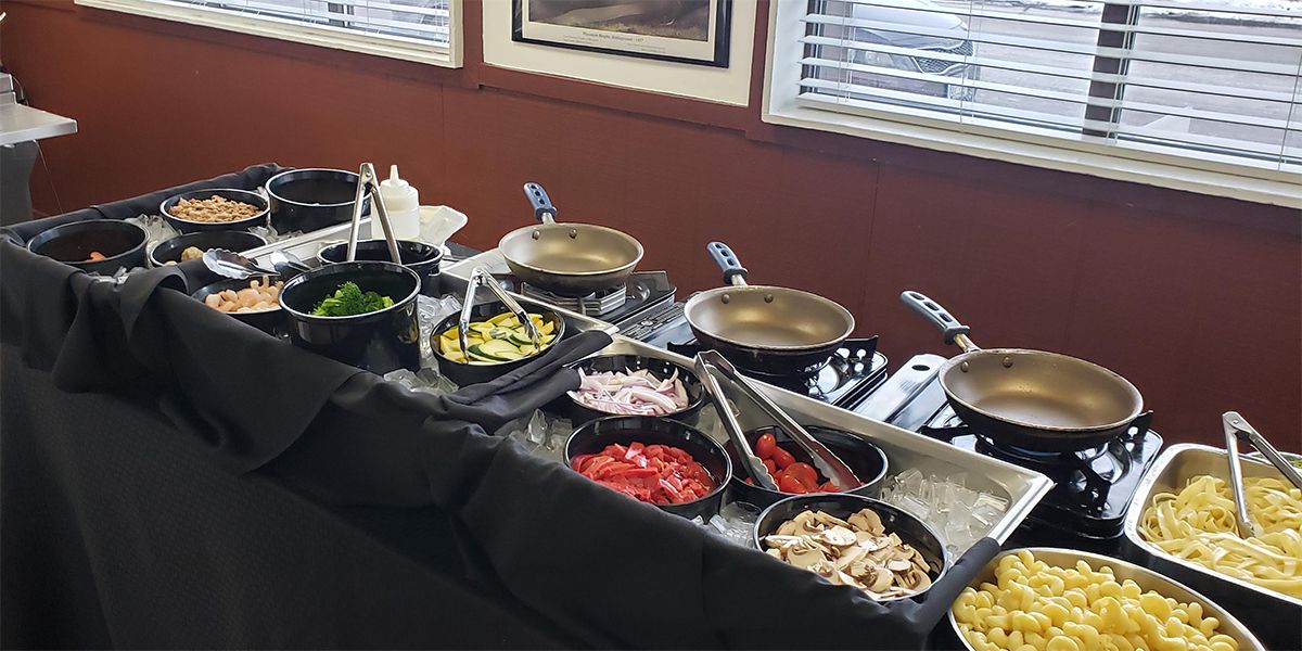 There are many different types of food on the table.