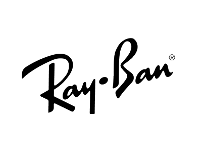 Il logo Ray-Ban è bianco e nero su sfondo bianco.