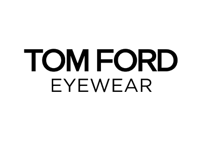 Il logo per gli occhiali tom ford è in bianco e nero su sfondo bianco.