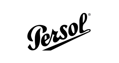 Il logo Persol è bianco e nero su sfondo bianco.