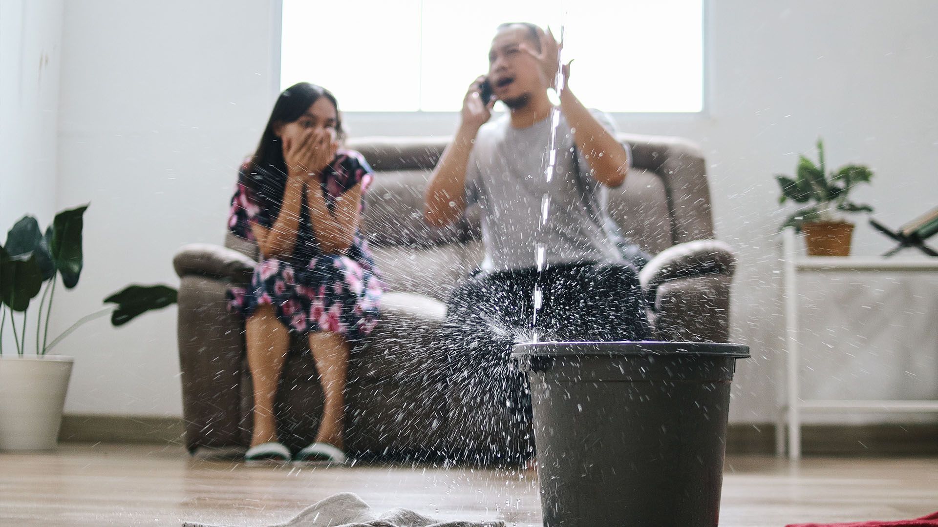 A family is having a water leak in their home